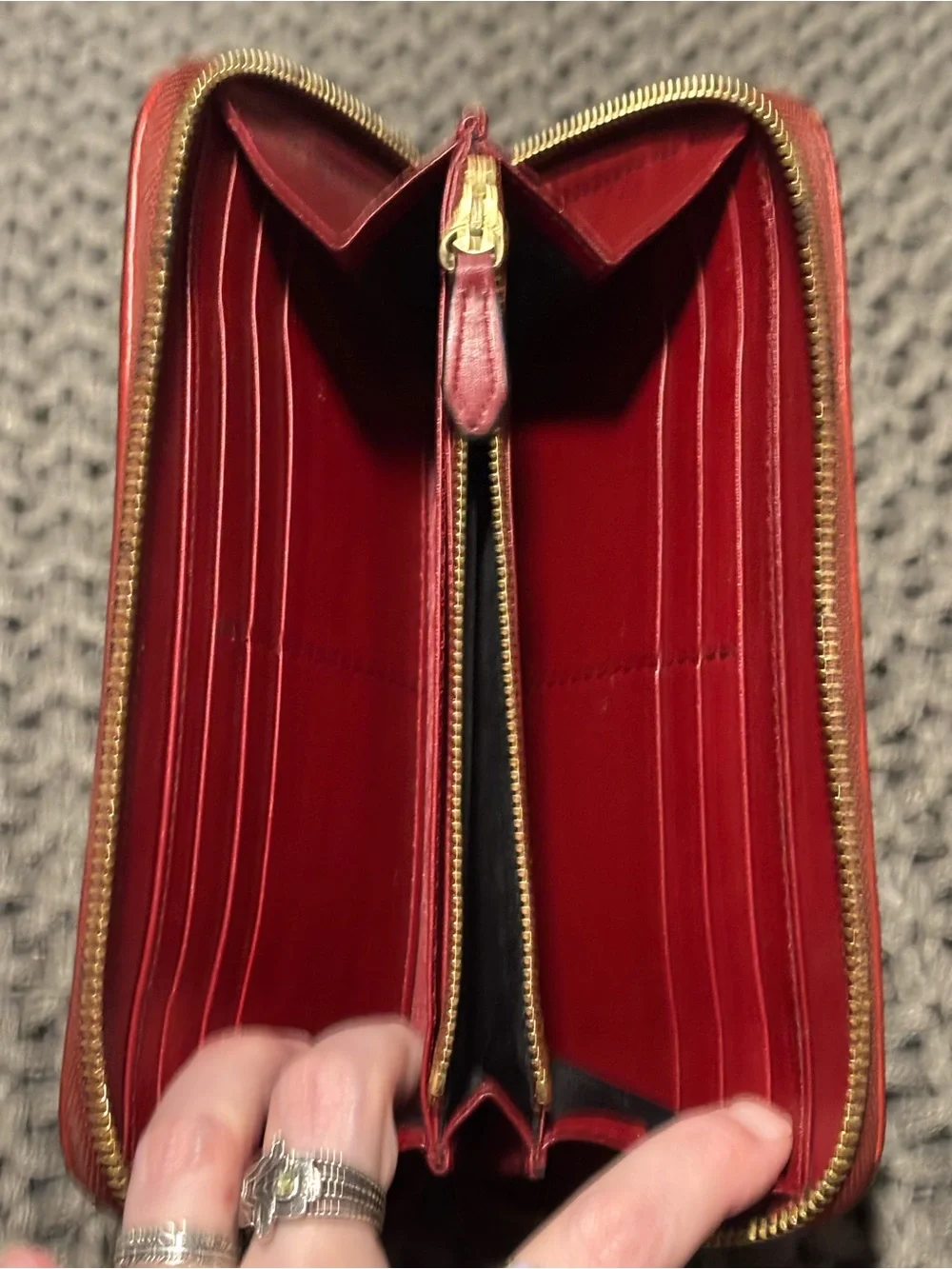 Burberry Housecheck Red Ziggy Zip Around Wallet